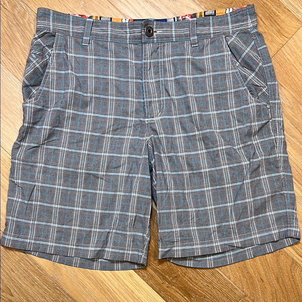 Lululemon kahuna shorts black and teal plaid chino golf performance athletic‎ 36